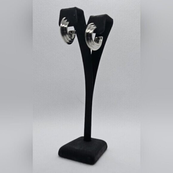 Silver Tone Cluster Hoop Earrings - Picture 1 of 6